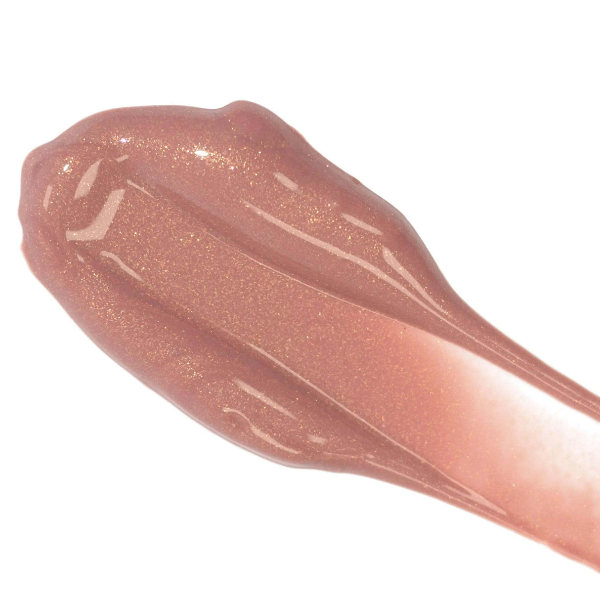 Lip Colour Serum swatch in shimmering nude, showcasing all-natural, nourishing ingredients for color, hydration, and gentle plumping.