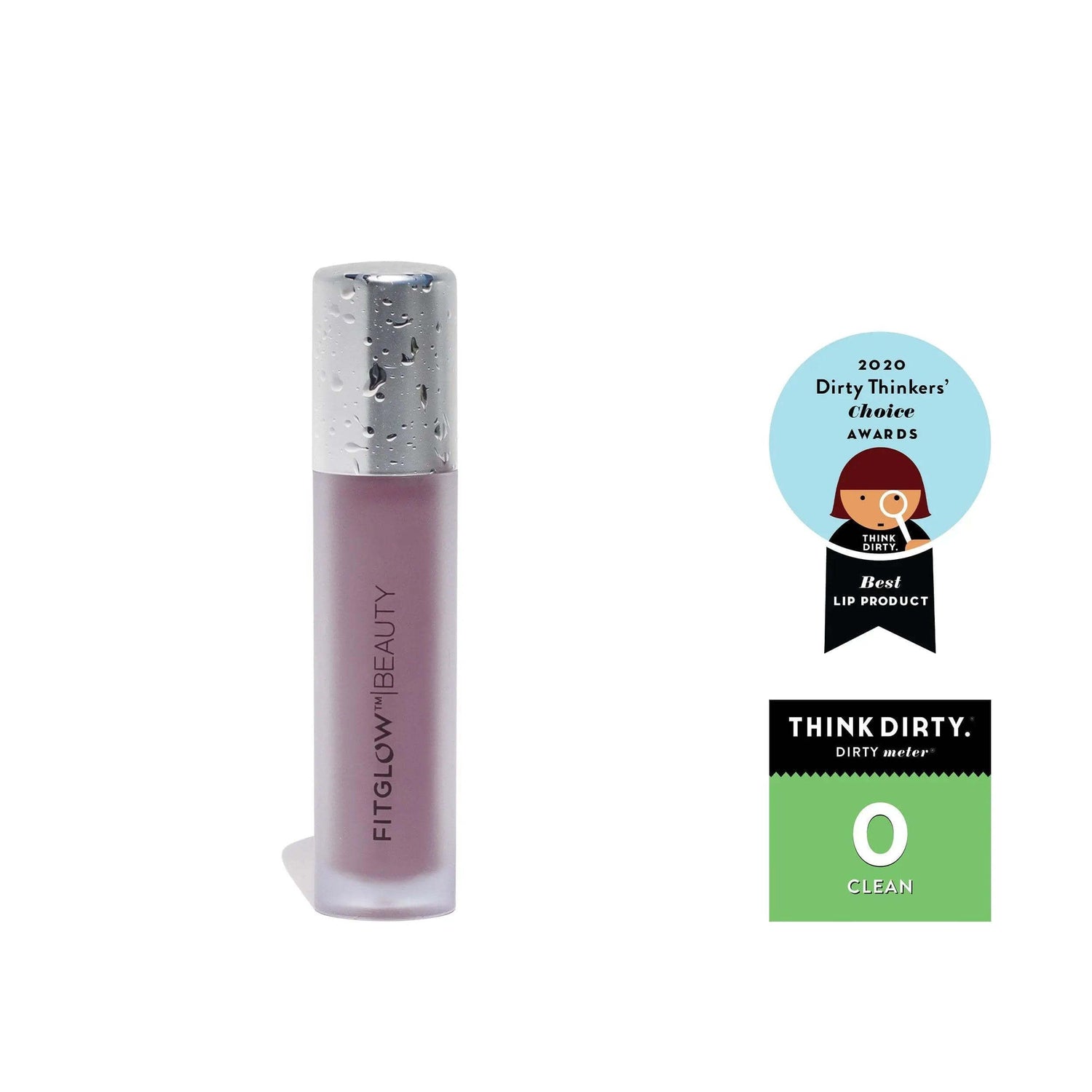 Award-winning natural lip serum by Fitglow Beauty with nourishing ingredients, gentle plumping, and Think Dirty 0 rating.
