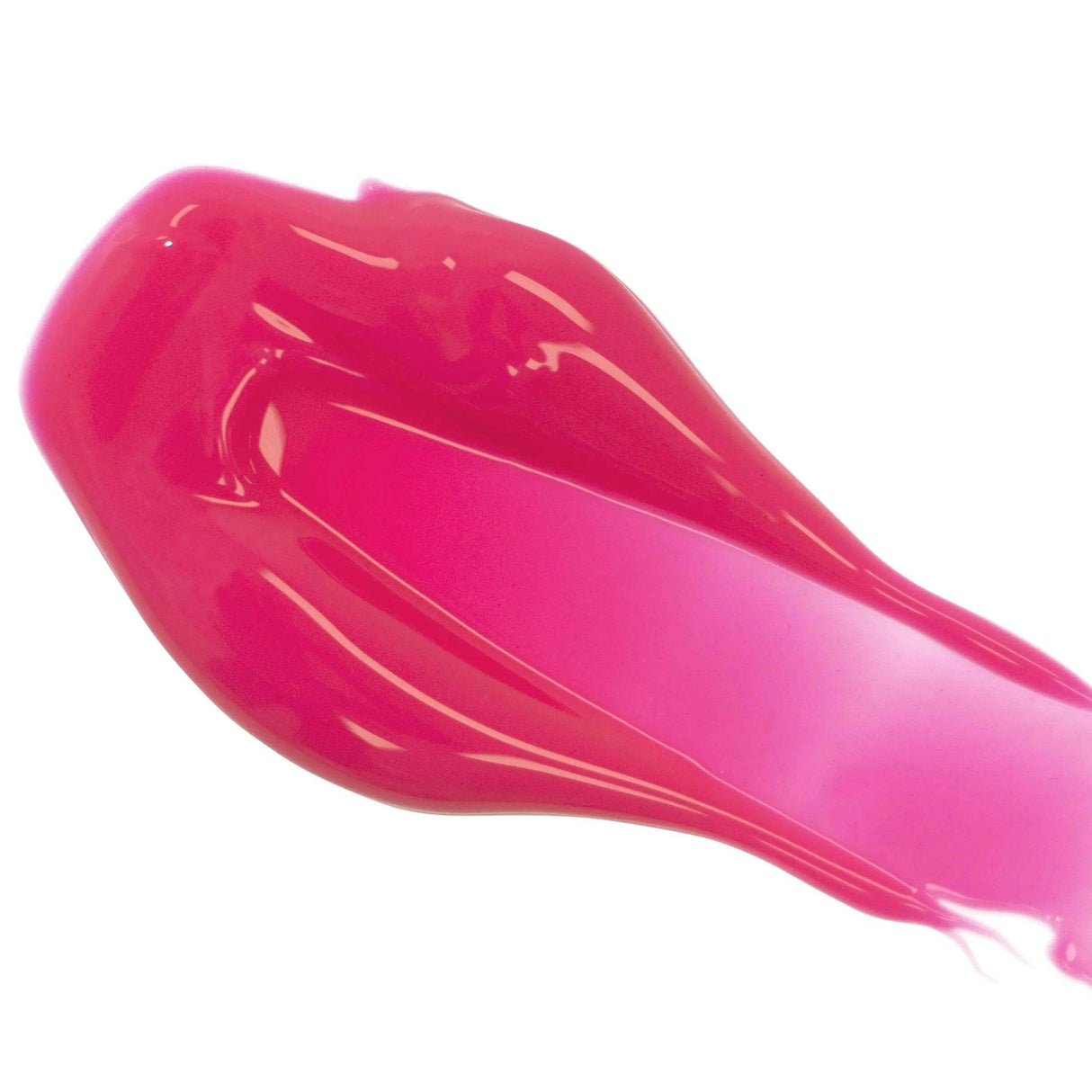 Vibrant pink lip color serum swatch showcasing glossy texture and rich pigmentation.