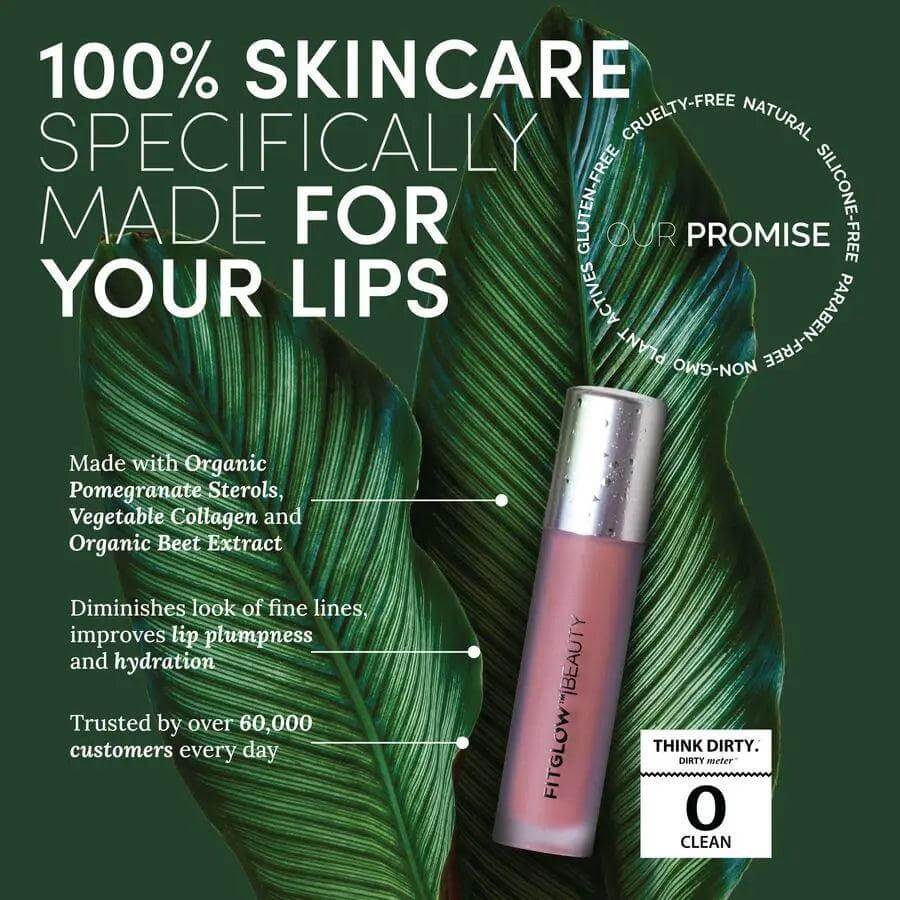 Plant-based lip serum with organic pomegranate sterols for plump, hydrated lips. Over 60,000 users trust daily.