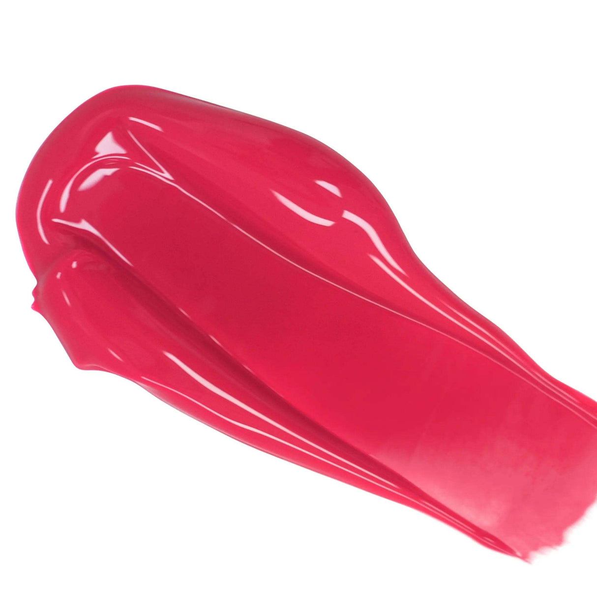 Vibrant pink lip color serum swatch, showcasing glossy finish and smooth texture from award-winning natural ingredients.
