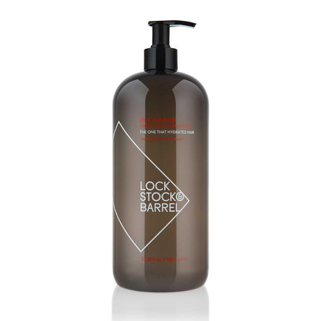 Lock Stock & Barrel Recharge Moisture Shampoo 1000ml bottle for well-moisturized, vegan-friendly hair care