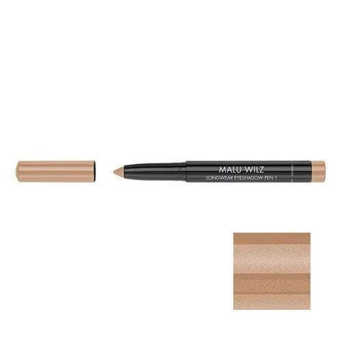 Malu Wilz Long-Lasting Eyeshadow Pen 1.4gr with cap removed, featuring a crease-resistant formula in a convenient pen design.