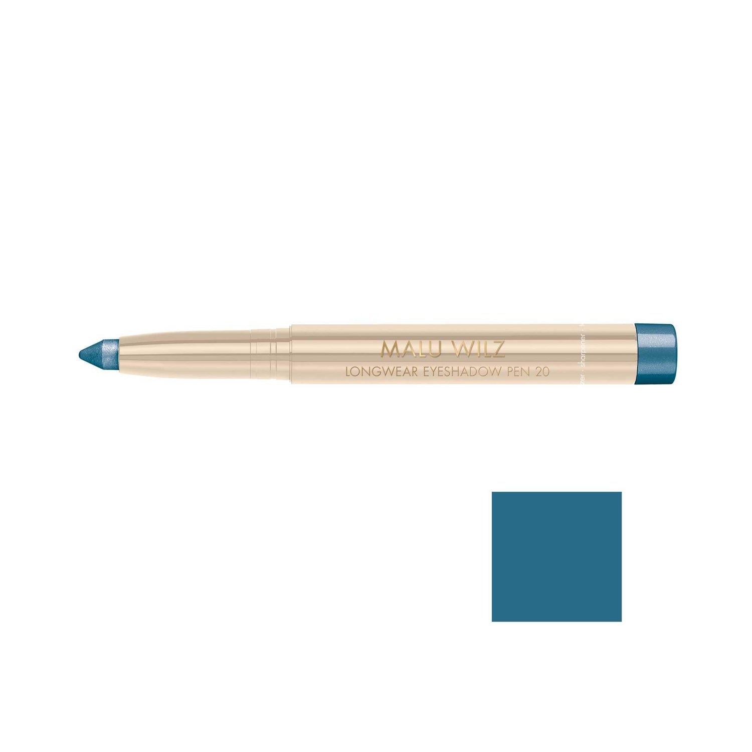 Malu Wilz Long-Lasting Eyeshadow Pen in teal shade, convenient pen format for easy application, crease-resistant formula, 1.4gr