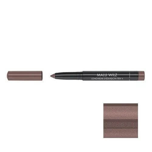 Malu Wilz Long-Lasting Eyeshadow Pen in brown, featuring a sleek design and swatch. Crease-resistant and easy application formula.