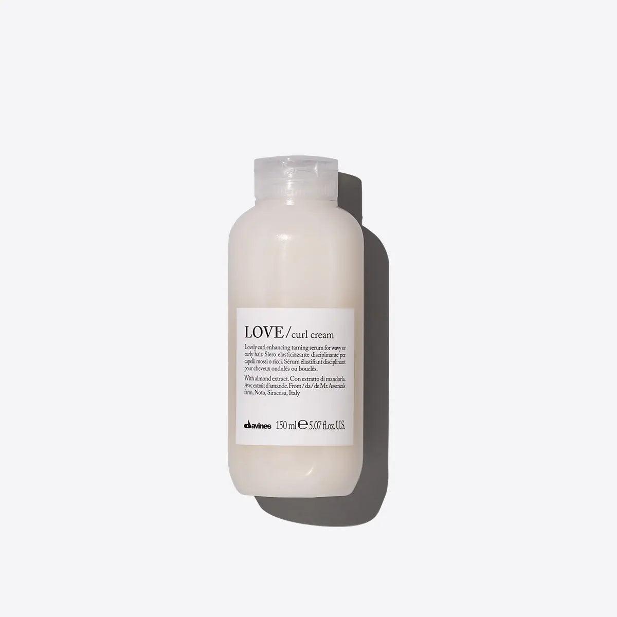 Davines Love Curl Cream bottle for curly hair care with hydration, curl definition, and frizz control benefits.