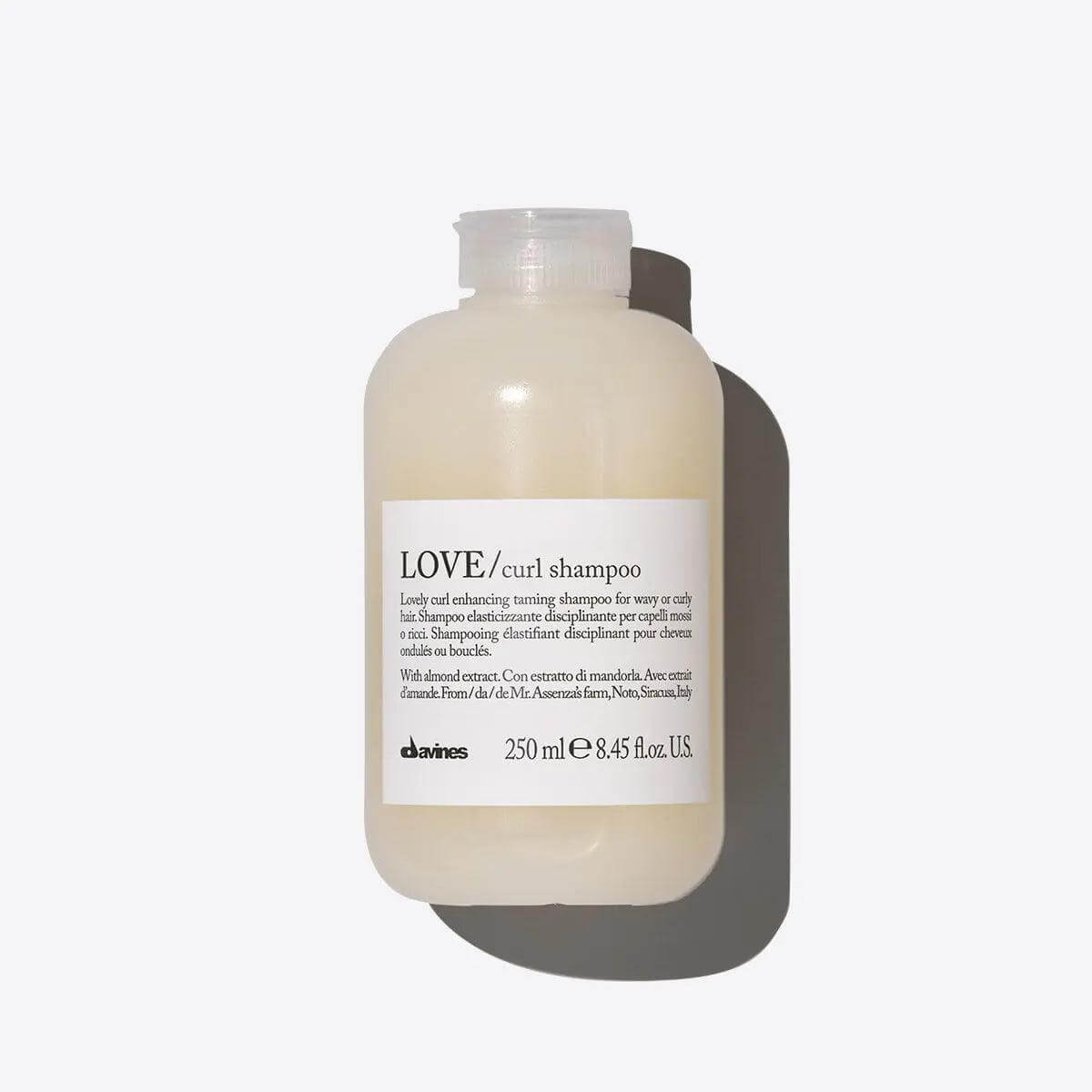 Davines Love Curl Shampoo bottle for curly hair nourishment and definition with natural ingredients.