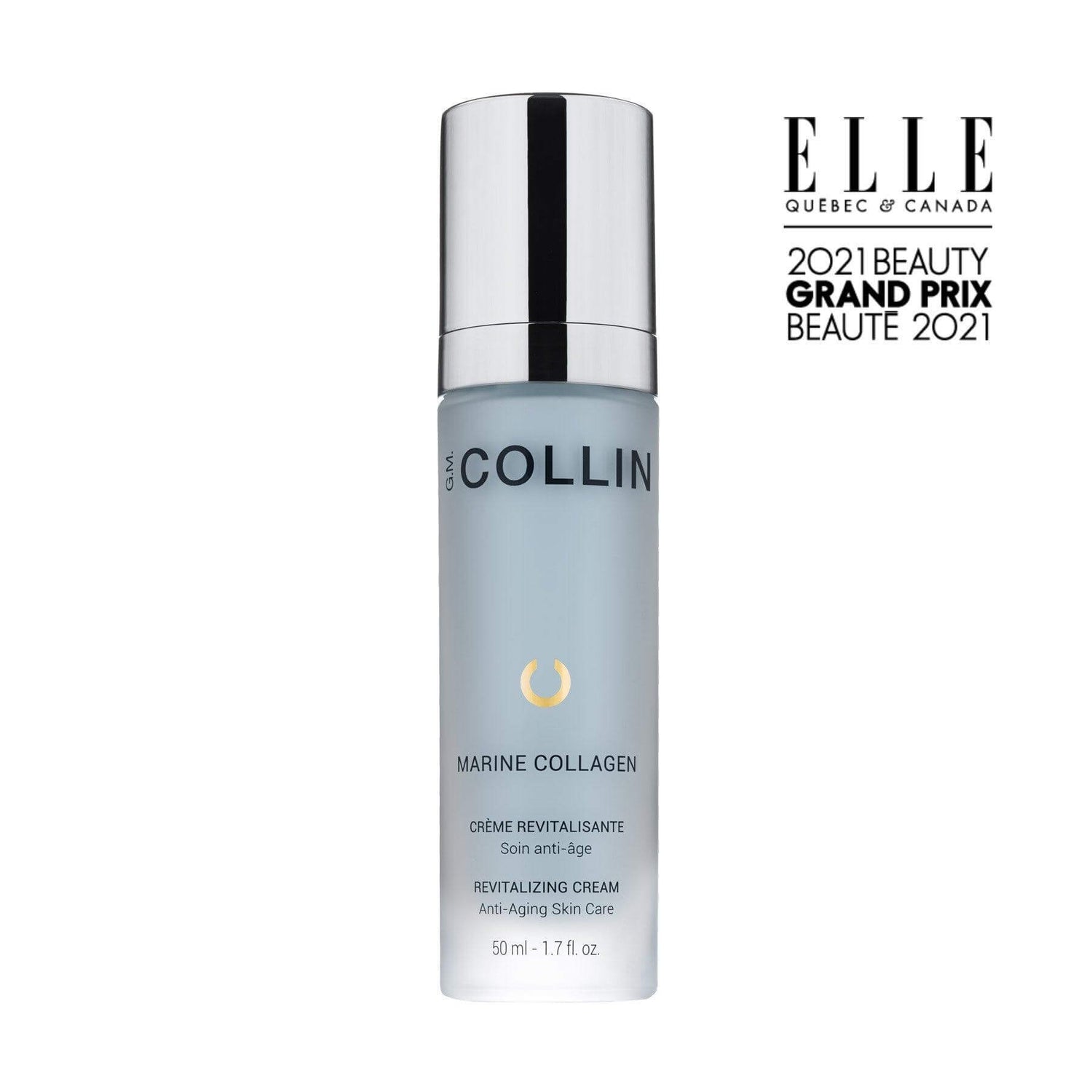 Marine Collagen Revitalizing Cream for anti-aging, 50ml award-winning skincare product featuring professional-grade ingredients.