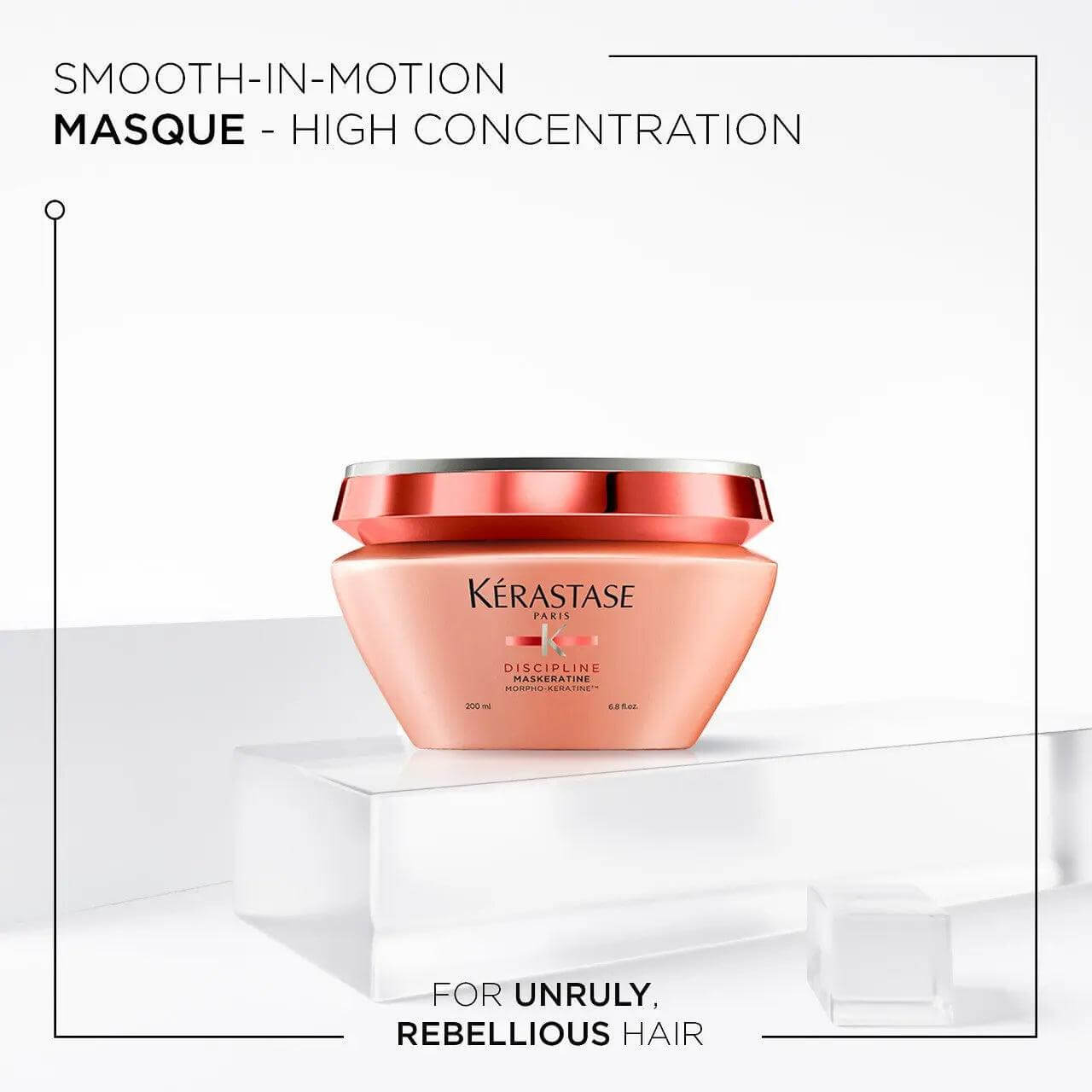 Kerastase Maskeratine hair mask for smoothing frizz-prone unruly hair, ideal for thick hair needing nourishment.