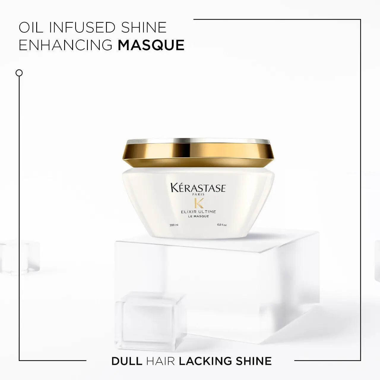 Kerastase Masque Elixir Ultime hair mask for nourishing, hydrating, and enhancing shine for all hair types and textures.