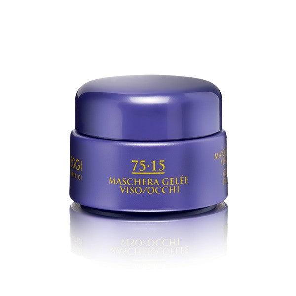 75-15 Gel-like Mask for Face and Eyes in jar, transforms into jelly mask for soothing and smoothing skin, diminishing wrinkles, brightening eyes.