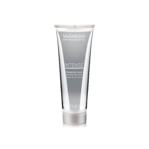 Intense Sleeping Mask for radiant skin, enriched with vitamin E, hyaluronic acid, Nordic laminar algae, and white peony extract.