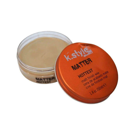 Matter Matt Finish Wax with flexible hold and woody scent, offering UV and thermal protection with Grape Seed Antioxidant Complex