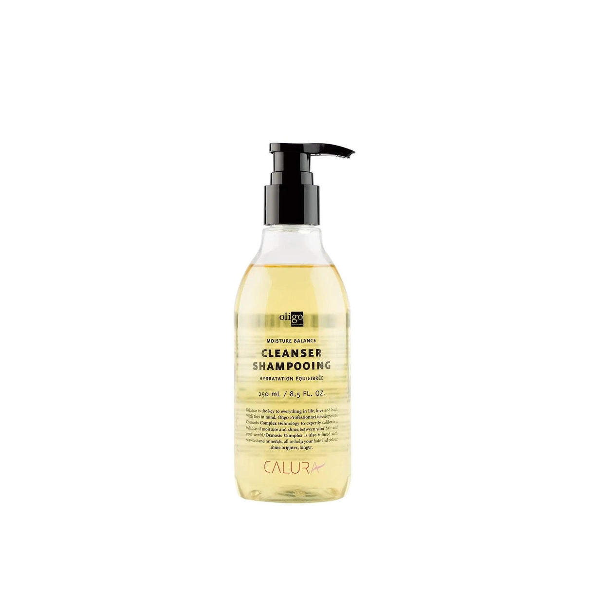 Moisture Balance Cleanser bottle for enhancing hair color and shine; vegan, paraben-free, gluten-free, sulfate-free formulation.