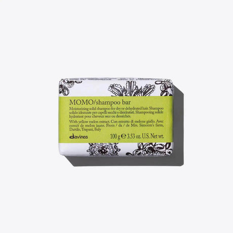 Momo Shampoo Bar for dry hair, 100g. Solid, moisturizing, transforms to creamy foam. Provides softness and shine. Eco-friendly packaging.