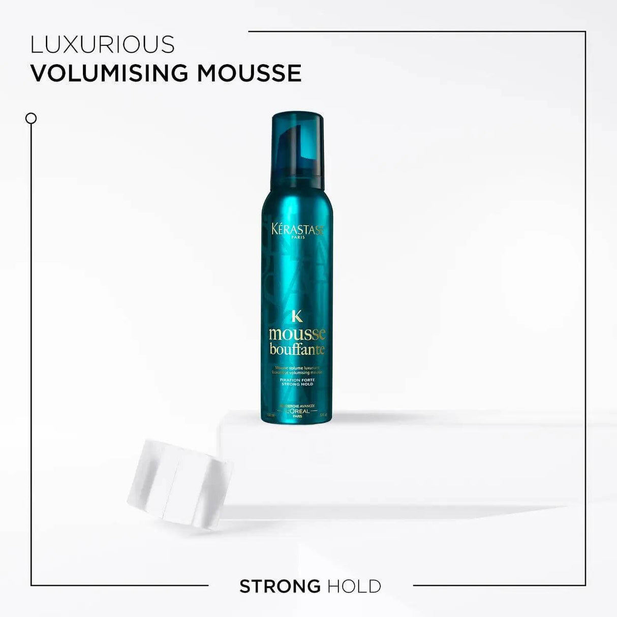 Luxurious Mousse Bouffante Volumizing Hair Mousse bottle with strong hold for volume and shine.