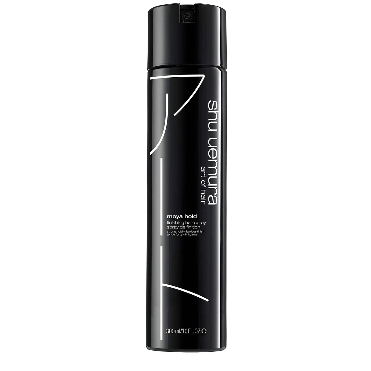 Moya Hold Finishing Hair Spray by Shu Uemura for strong, flexible hold suitable for all hair types and textures.