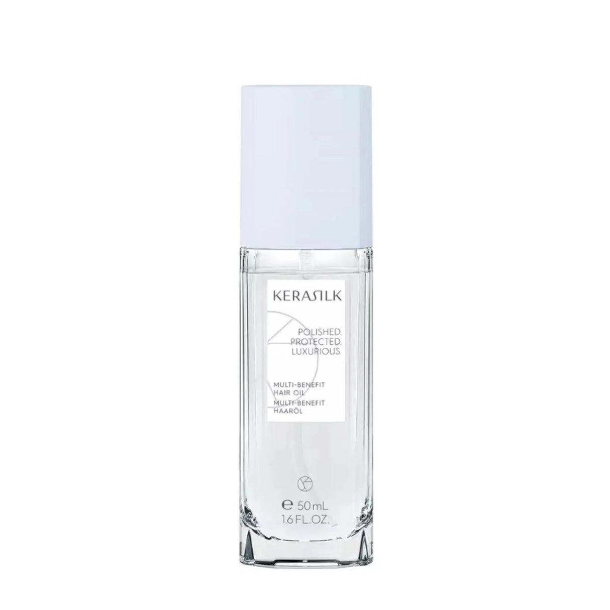 Kerasilk Multi-Benefit Hair Oil bottle for all hair types, controls frizz, moisturizes, and adds shine.
