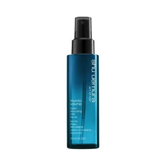Shu Uemura Muroto Volume Hydro-Texturizing Mist bottle for adding volume to fine, limp hair.
