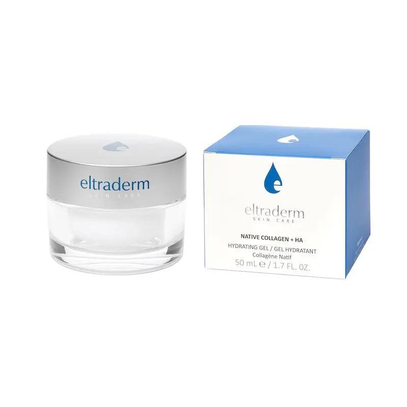 Eltraderm Native Collagen + HA product jar and box for skin elasticity and hydration, ideal for anti-aging skincare routine.