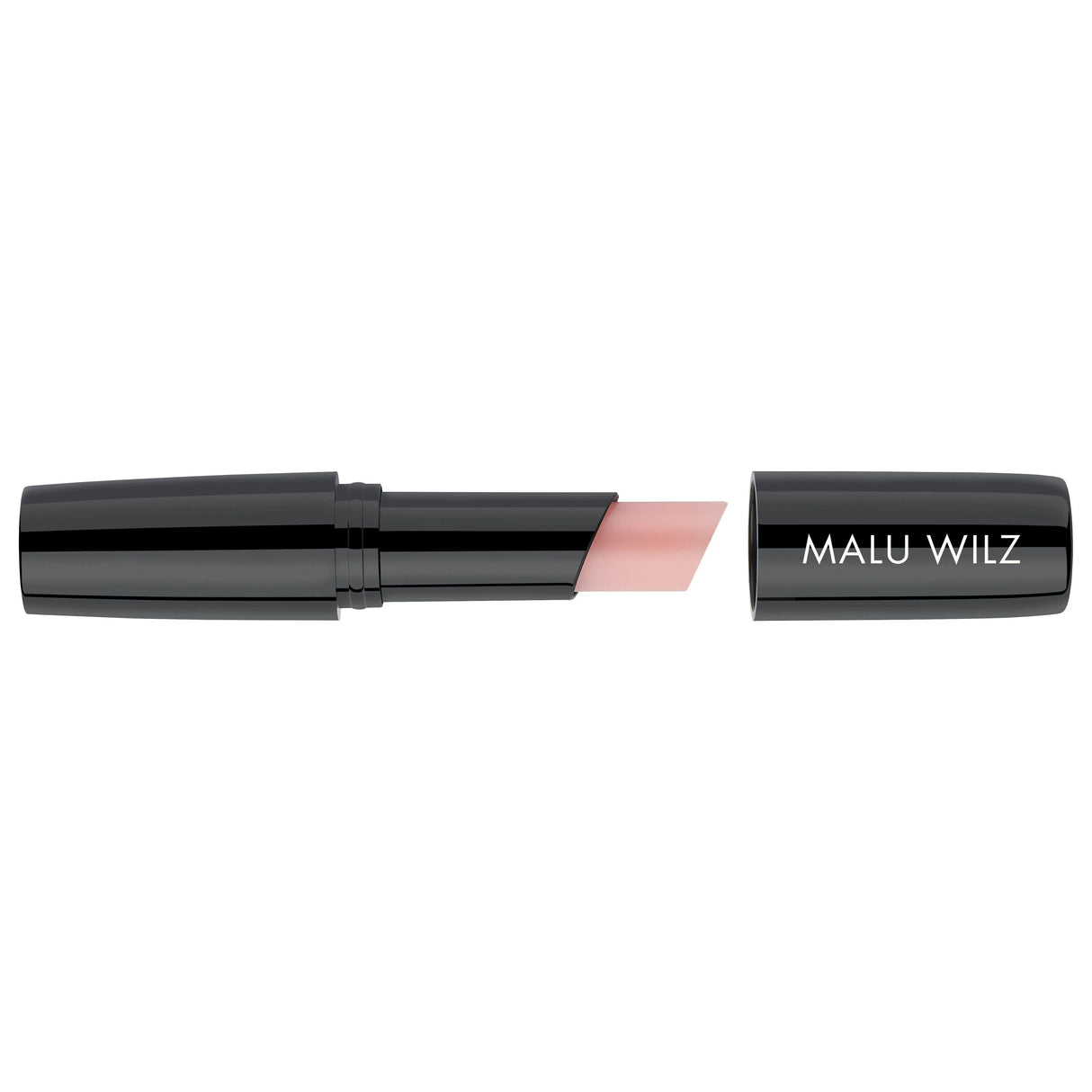 Malu Wilz Natural Intensifying Lip Balm in black tube with pink balm, designed for deep hydration and enhancing natural lip beauty.