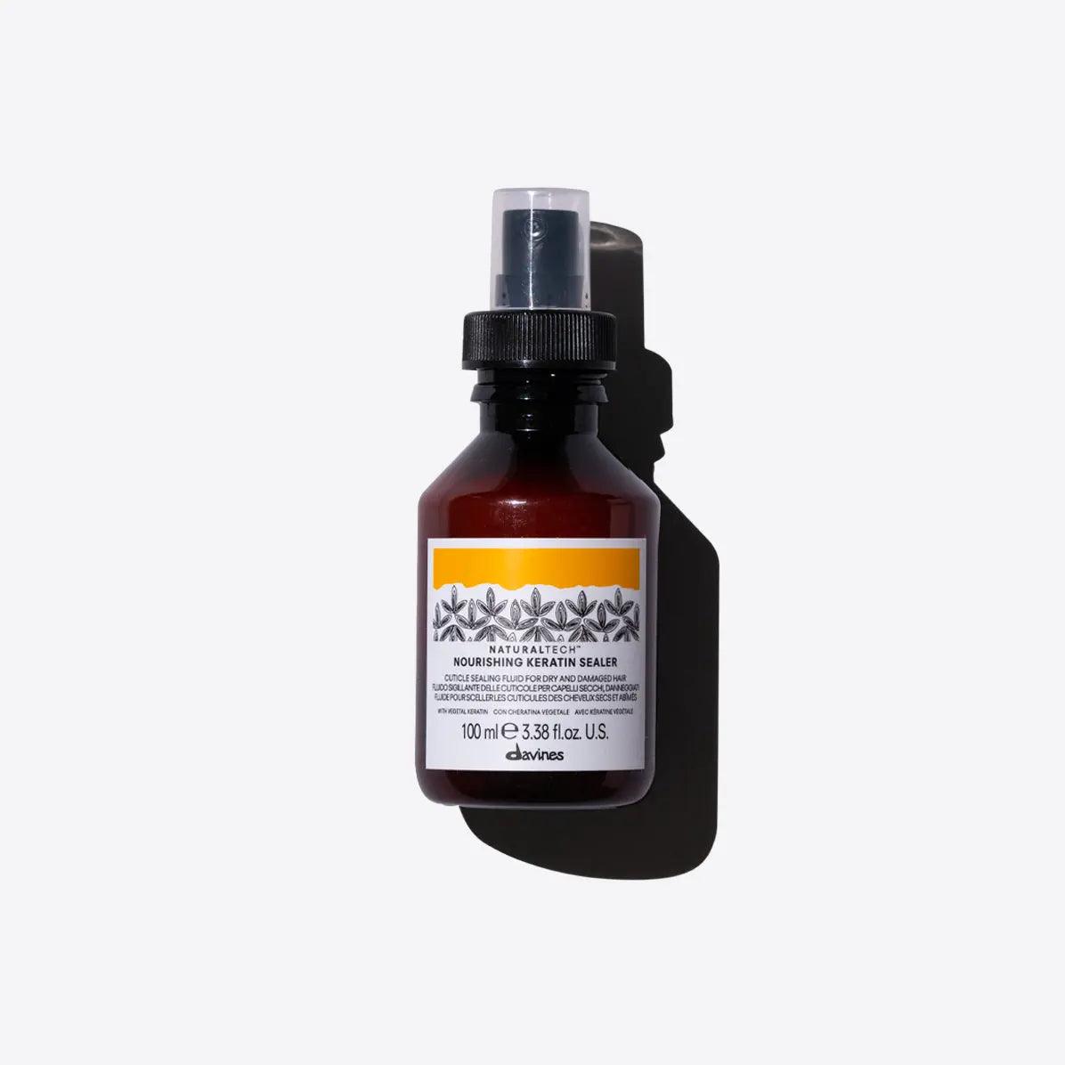 Naturaltech Nourishing Keratin Sealer bottle, paraben and sulfate-free, nourishes and protects, prevents split ends, enhances softness.