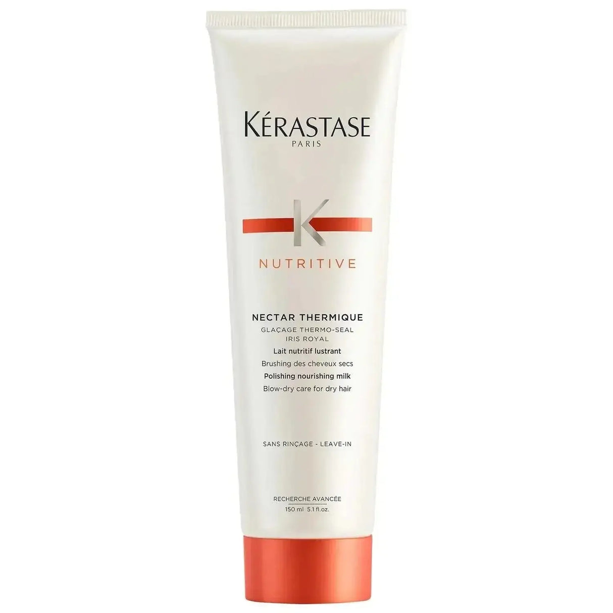 Kérastase Nectar Thermique hair milk for nourishing and heat protection of medium to thick dry hair in a white bottle.