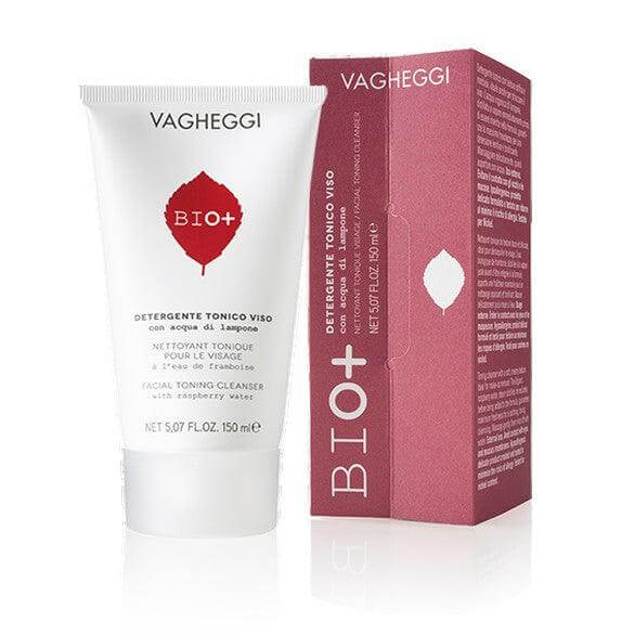 Bio+ Facial Toning Cleanser with raspberry water and linseed oil, 150 ml. Sohoothing and refreshing organic skincare product.