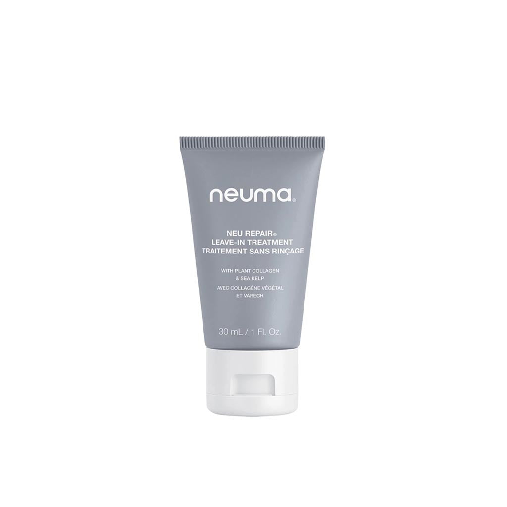 Neu Repair Leave-in Treatment for nourishing and protecting hair, with lemon, lavender, and fir needle aroma, 30ml tube.