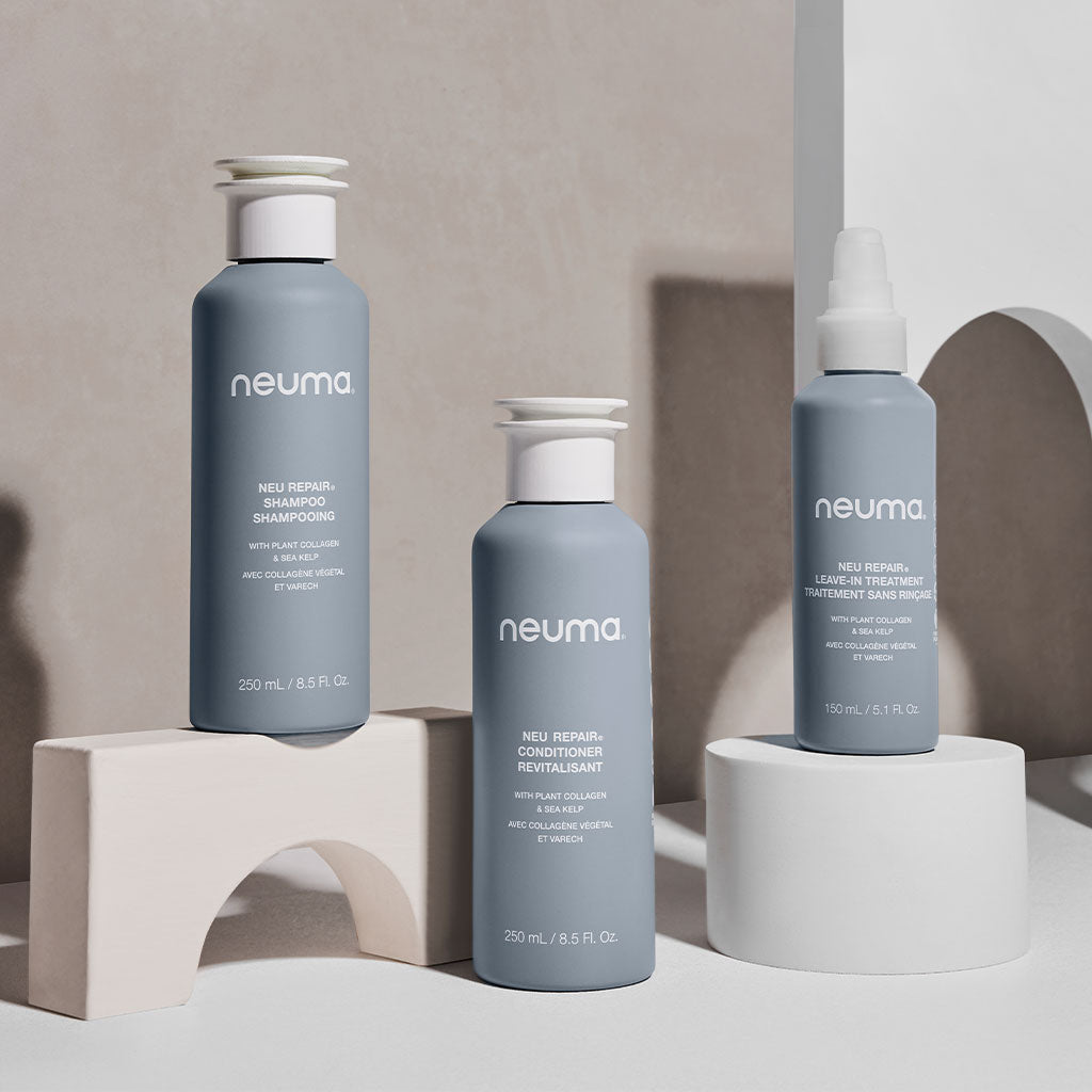 Neu Repair Conditioner set with ultra-reparative formula for strong, healthy hair in a modern design. Aroma: Lemon, Lavender, Fir Needle.