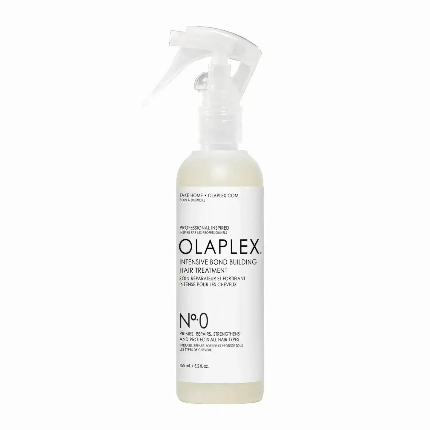 Olaplex Nº.0 Intensive Bond Building Treatment bottle for damaged hair, professional-grade repair for all hair types and textures.