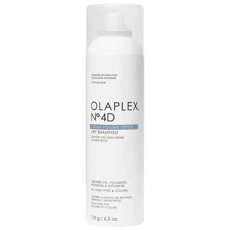 Olaplex No.4D Clean Volume Detox Dry Shampoo bottle, ideal for cleansing and volumizing all hair types, with 178g content.