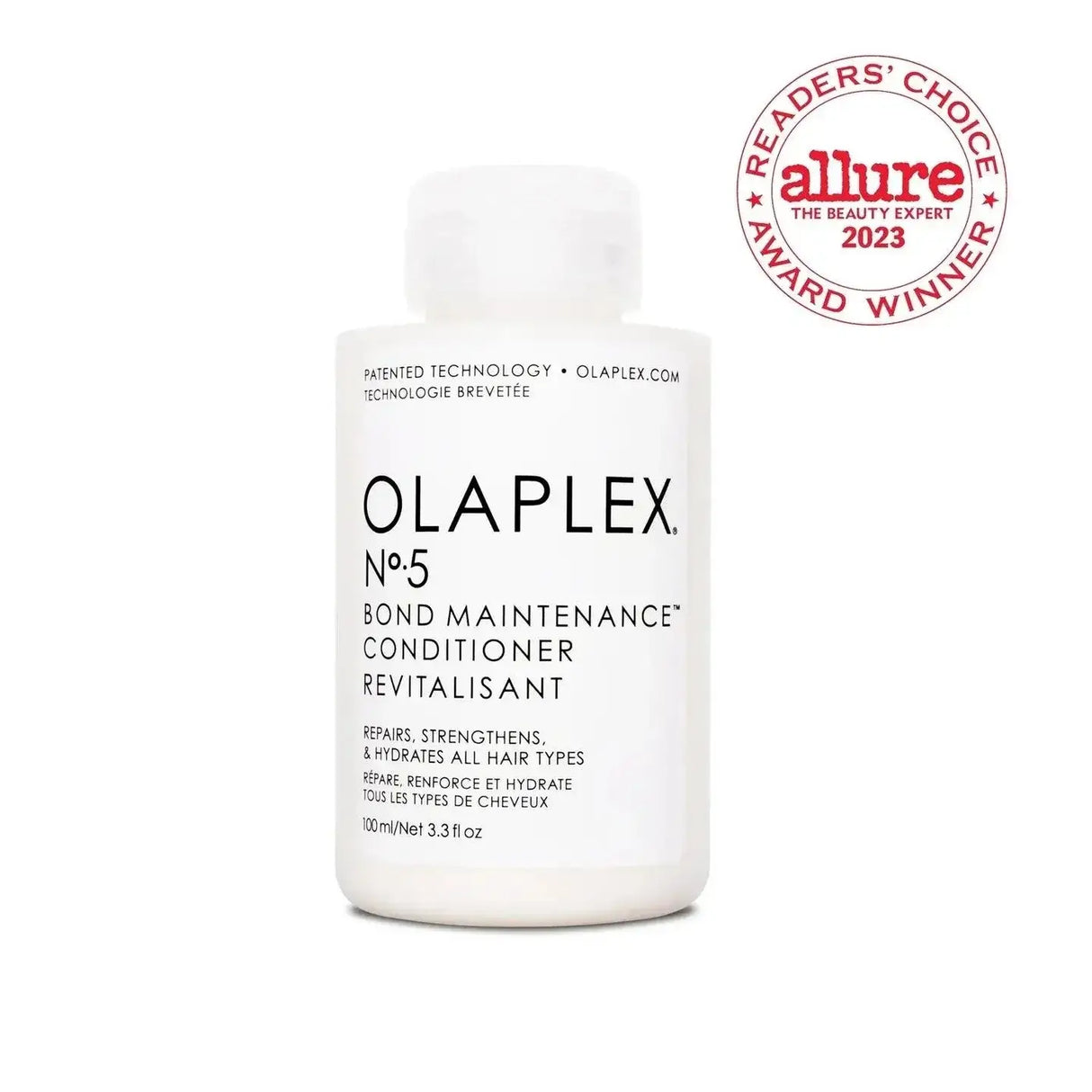 Olaplex Nº.5 Bond Maintenance Conditioner bottle with Allure 2023 Reader's Choice Award badge.
