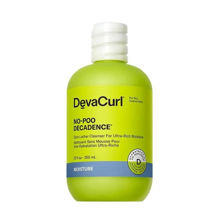 DEVACURL No-Poo Decadence Zero Lather Cleanser for dry curls, 12 fl oz bottle.