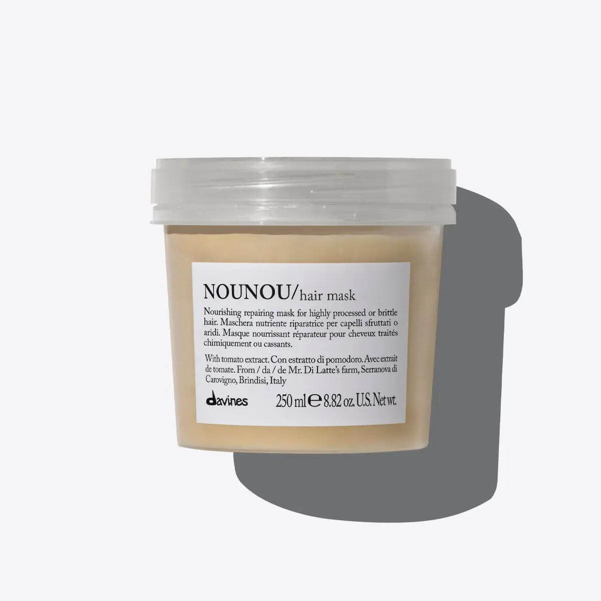 Davines Nounou Hair Mask for repairing and nourishing damaged or dry hair, 250ml jar.