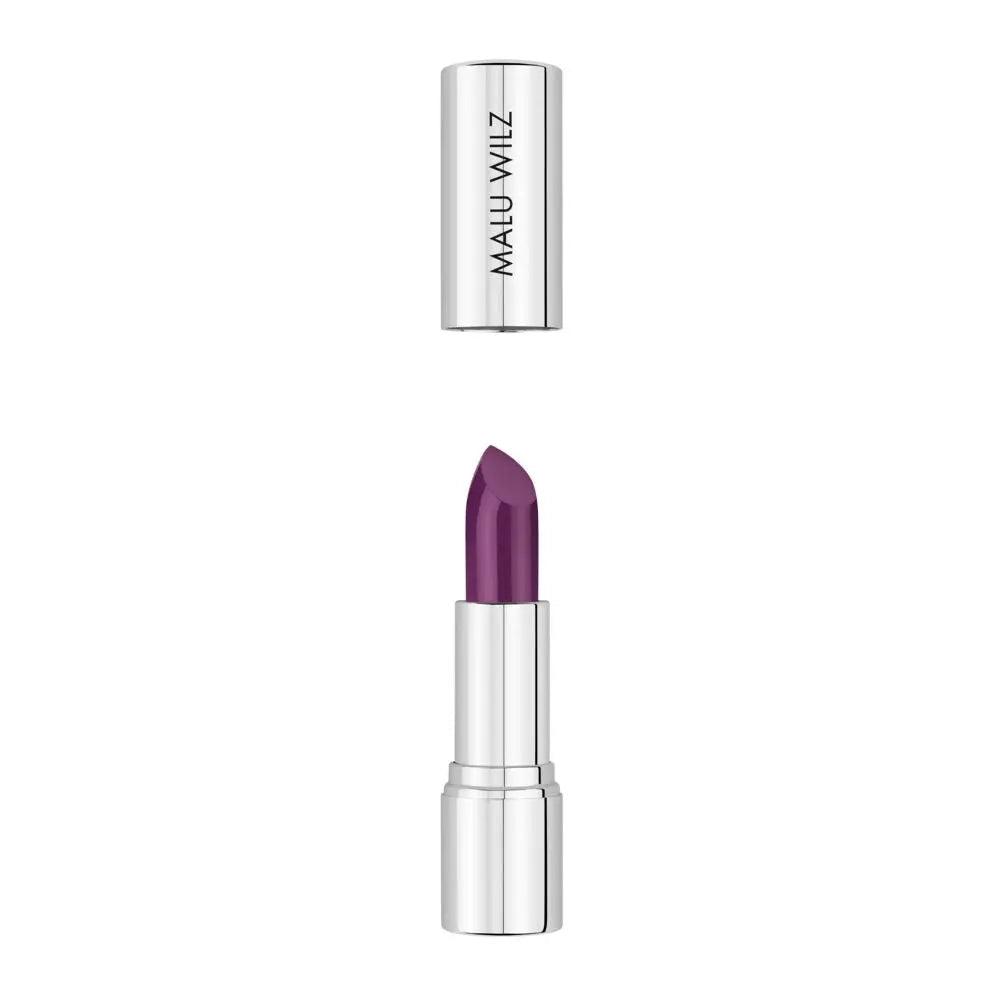 Malu Wilz Nourishing Lipstick 4g - vibrant purple shade in sleek silver tube, ideal for lip nourishment and vibrant color.