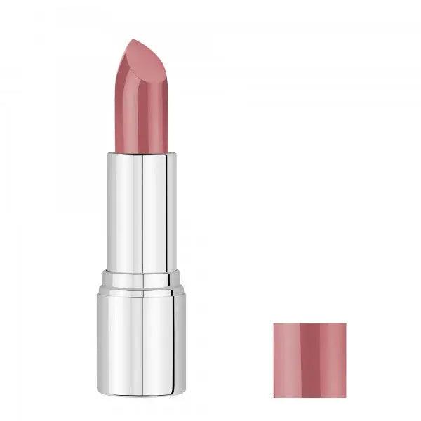 Premium pink nourishing lipstick providing vibrant color and essential lip nourishment, featuring natural ingredients.