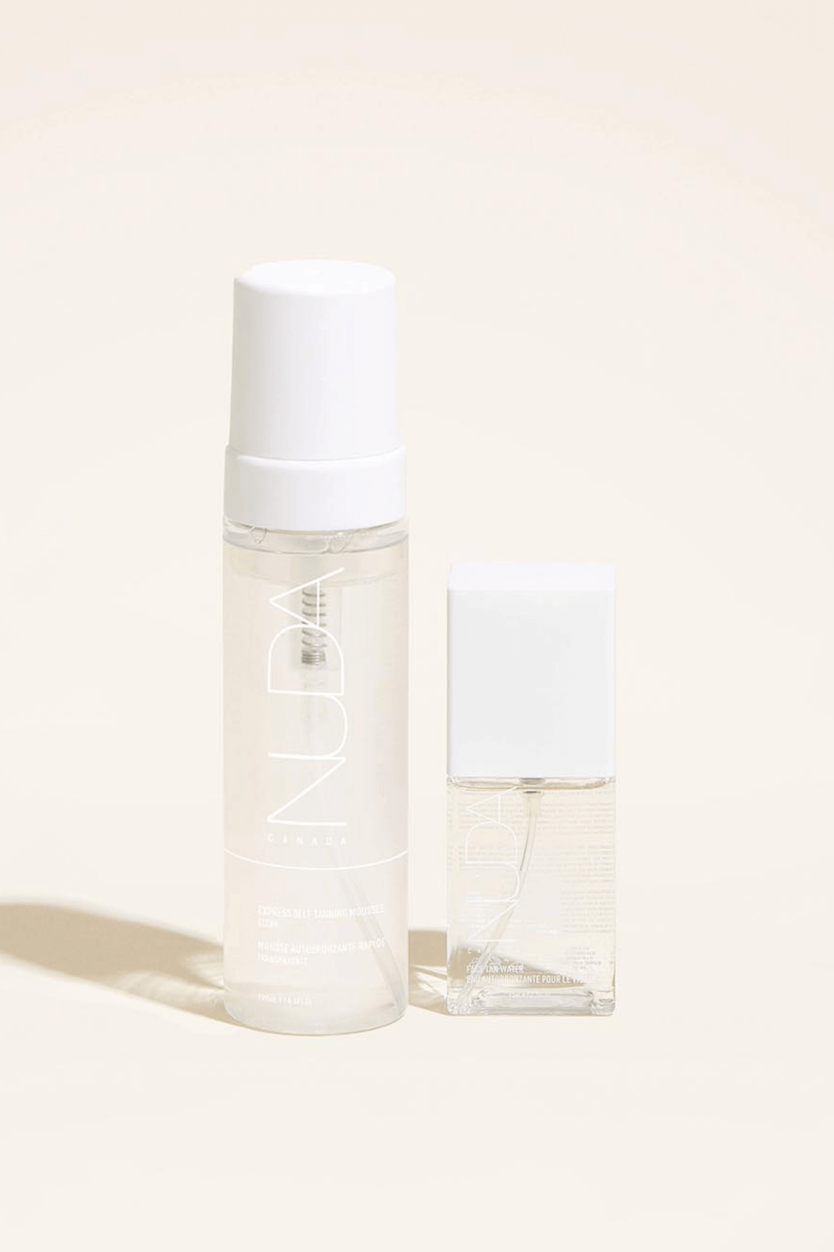 Glow Duo self tanning products, including mousse and facial tanner, for a sun-kissed complexion and radiant bronze look.