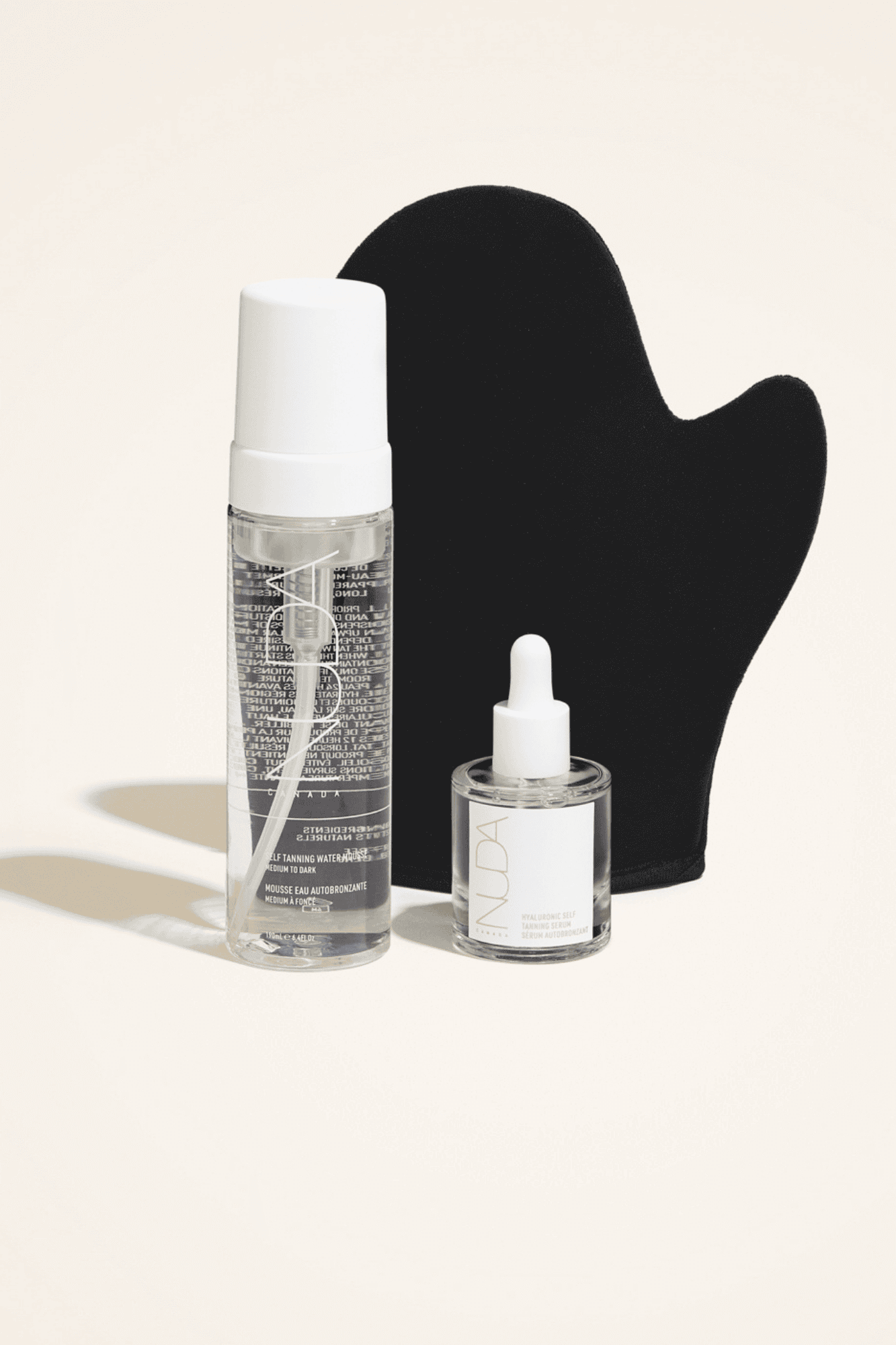 Glow Kit including Self Tanning Mousse, facial tanner, and Tanning Mitt for a sun-kissed, radiant appearance.