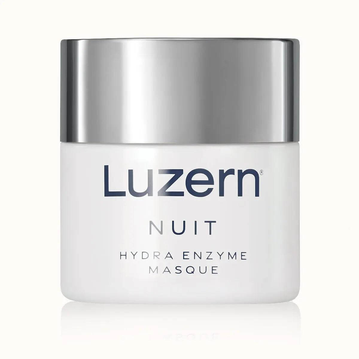 Luzern Nuit Hydra Enzyme Masque jar for deep hydration and skincare benefits.
