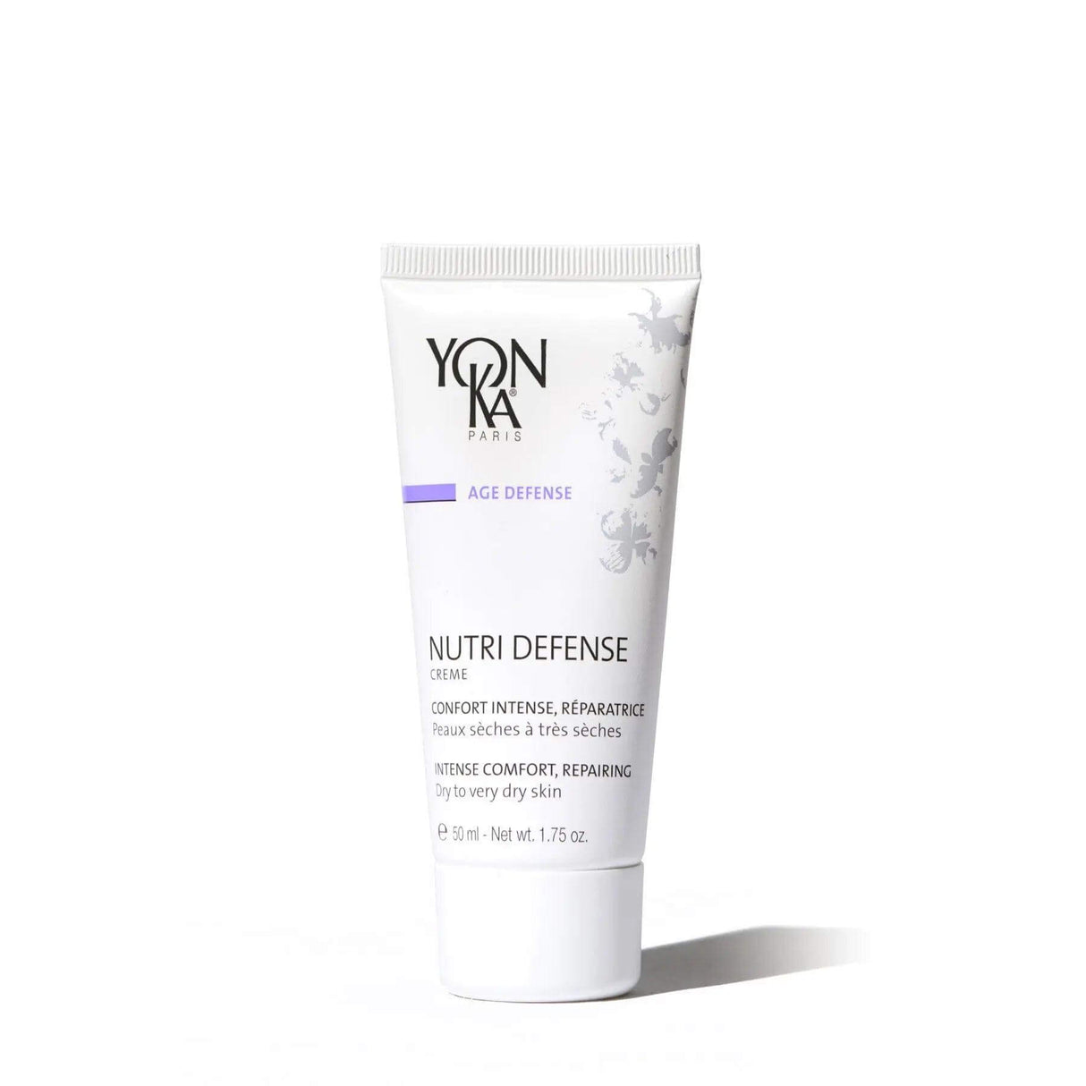 Yonka Nutri Defense hydrating cream for dry, sensitive skin, improves moisture and skin barrier, 50ml tube.