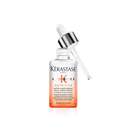 Kérastase Nutri-Supplement Split Ends Serum for nourishing and sealing dry hair with anti-dryness polymers, 50ml bottle.