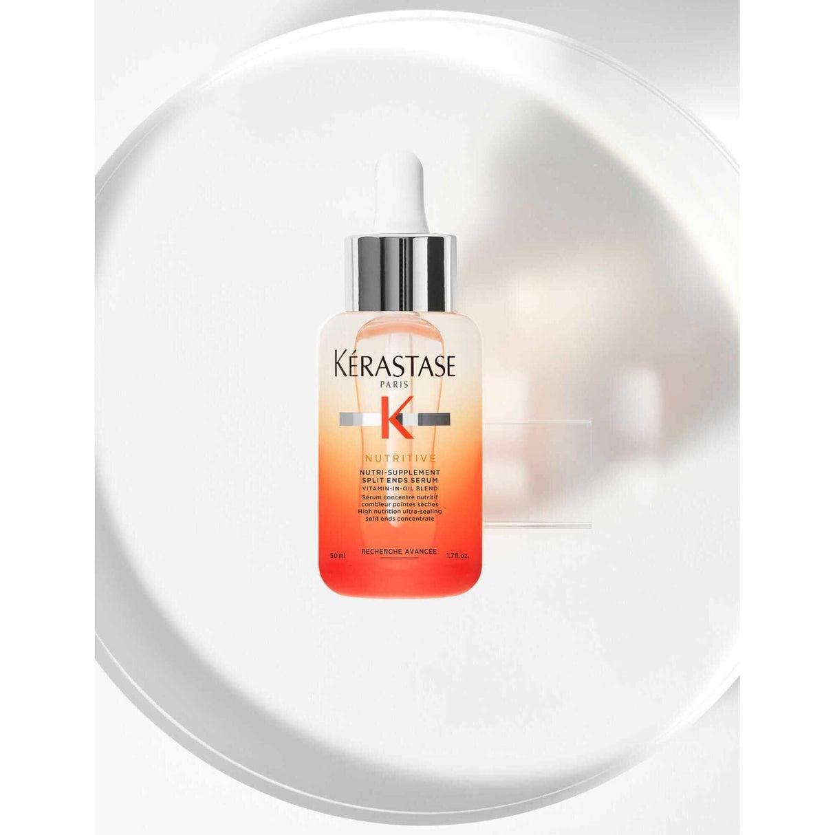 Kérastase Nutri-Supplement Split Ends Serum for dry hair, featuring anti-dryness polymers to nourish and seal split ends.