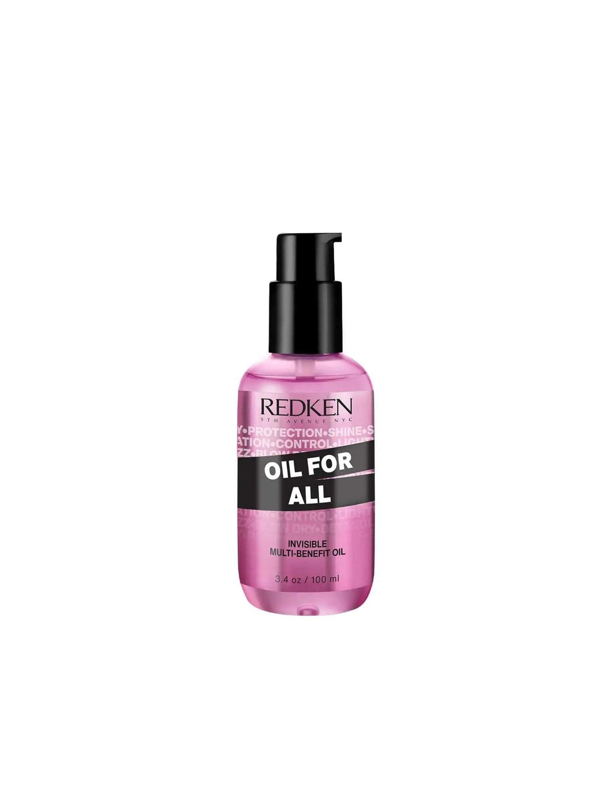 Redken Oil For All multi-functional hair oil bottle for nourishment, shine, and manageability across all hair types and textures.
