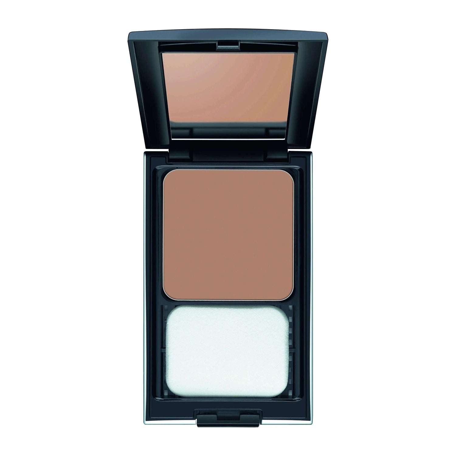 Perfect Finish Powder Foundation by Malu Wilz in an open compact case, featuring both powder and applicator, 9g size.