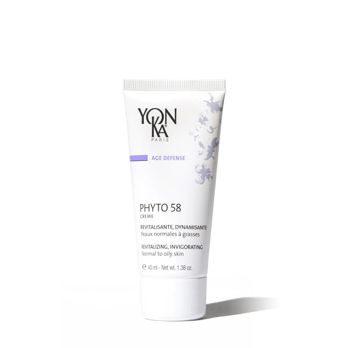 Yonka Phyto 58 night cream for normal to oily skin, revitalizes and hydrates while reducing fine lines and wrinkles.