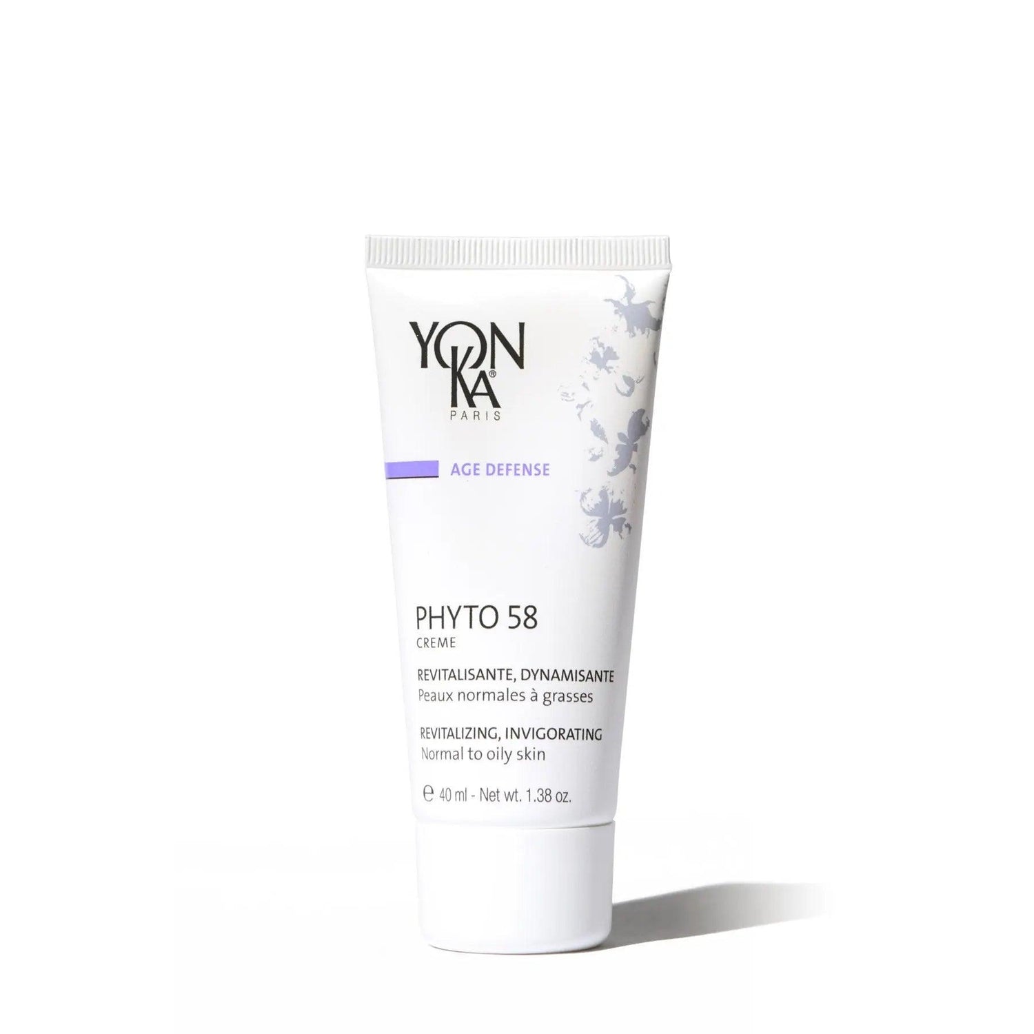 Yonka Phyto 58 night cream for normal to oily skin, revitalizes and hydrates while reducing fine lines and wrinkles.