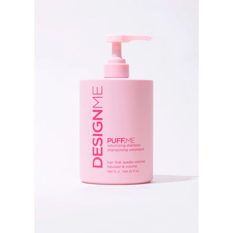 Puff.Me Volumizing Shampoo Jumbo bottle, enhances hair volume and softness, pink packaging with pump dispenser