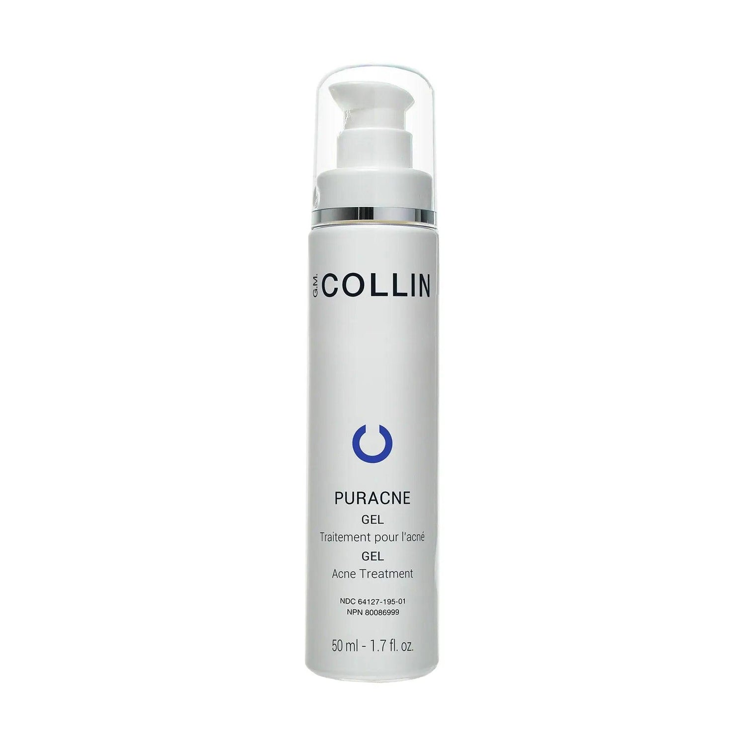Puracne Gel for acne-prone skin, 50ml bottle with pump dispenser, soothing and effective treatment for breakouts and oily skin.