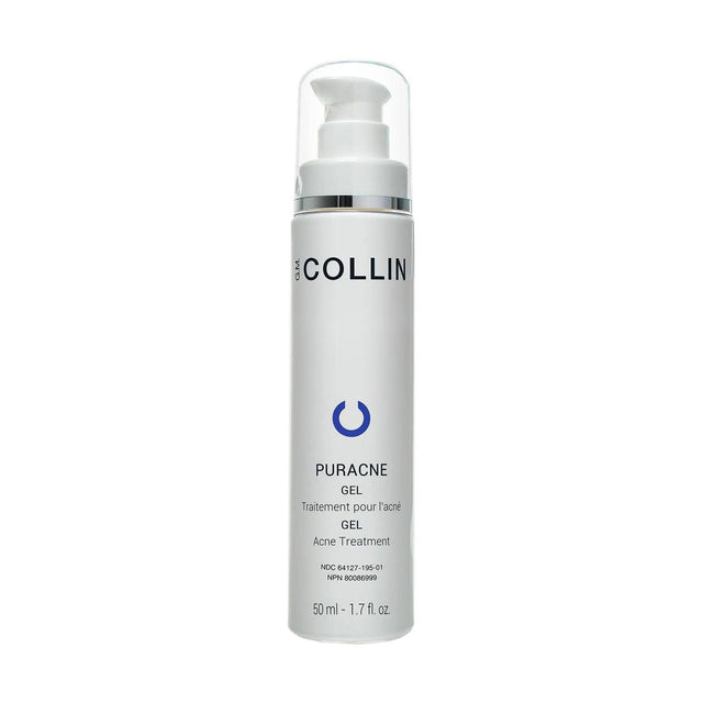 Puracne Gel for acne-prone skin, 50ml bottle with pump dispenser, soothing and effective treatment for breakouts and oily skin.
